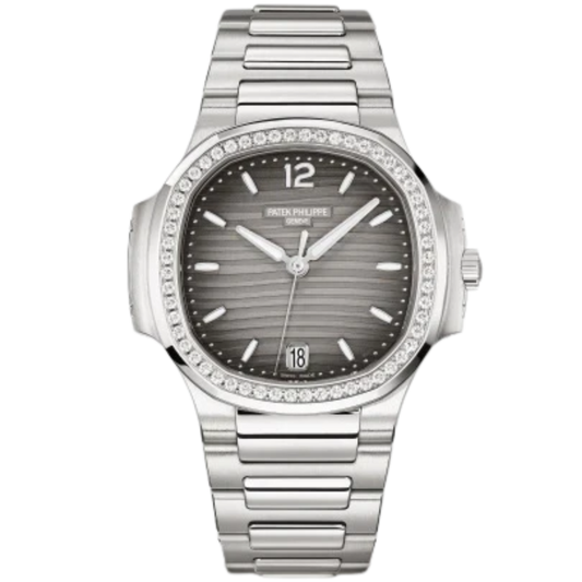 7118-1200A-011 Nautilus Ladies 35.2mm Steel Bracelet Gray Opaline Dial Diamond-set Bezel