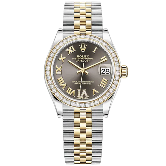 Datejust 31 31mm Jubilee Bracelet Oystersteel and Yellow Gold with Dark Grey Diamond Dial Diamond-Set Bezel
