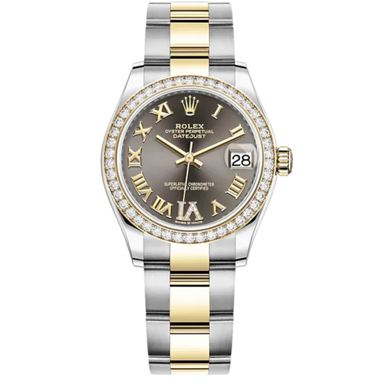 Datejust 31 31mm Oyster Bracelet Oystersteel and Yellow Gold with Dark Grey Diamond Dial Diamond-Set Bezel