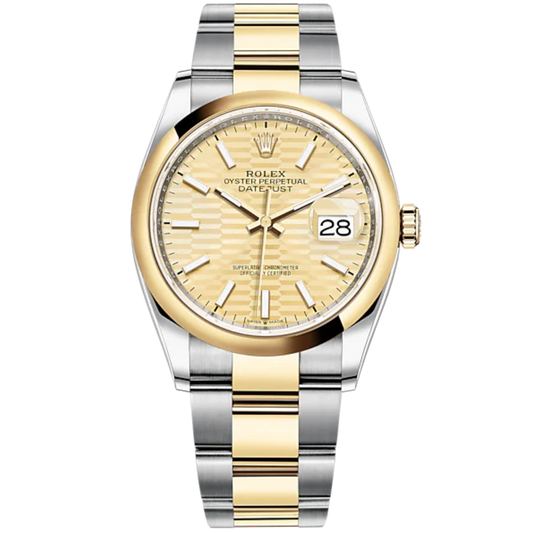 Datejust 36 36mm Oyster Bracelet Oystersteel and Yellow Gold with Golden Fluted-Motif Dial Domed Bezel