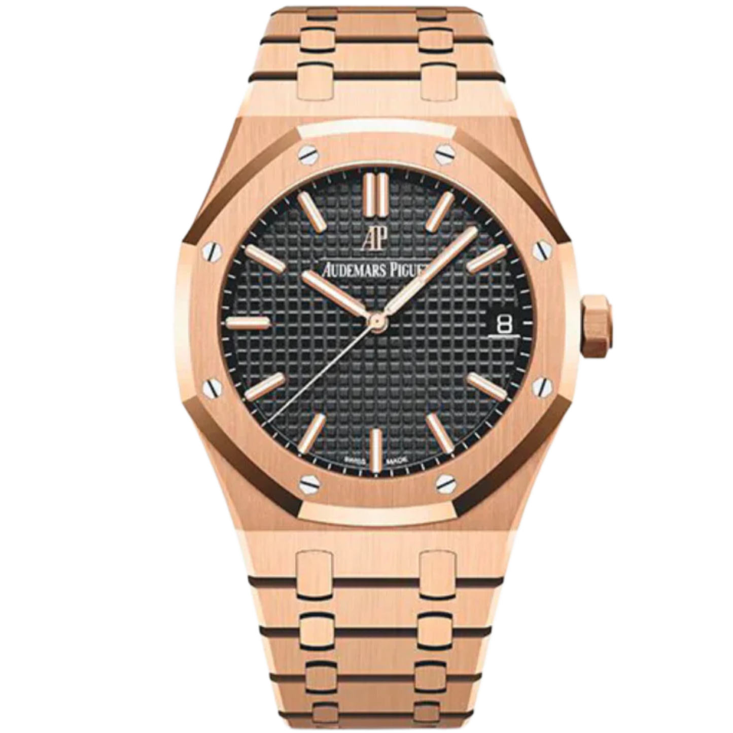 Audemars Piguet Royal Oak Ref. 15500OR.OO.D002CR.01 41MM Rose Gold Black Dial on Leather (CONVERTED TO FULL GOLD)