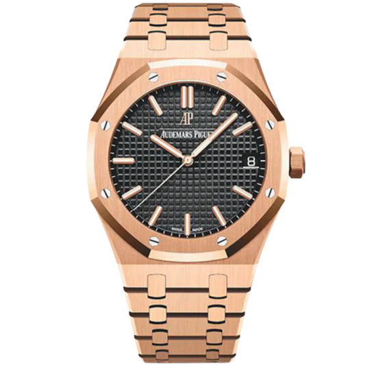 Audemars Piguet Royal Oak Ref. 15500OR.OO.D002CR.01 41MM Rose Gold Black Dial on Leather (CONVERTED TO FULL GOLD)