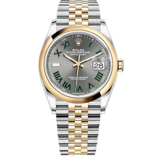 Datejust 36 36mm Oystersteel Jubilee Bracelet and Yellow Gold with Slate Dial Domed Bezel