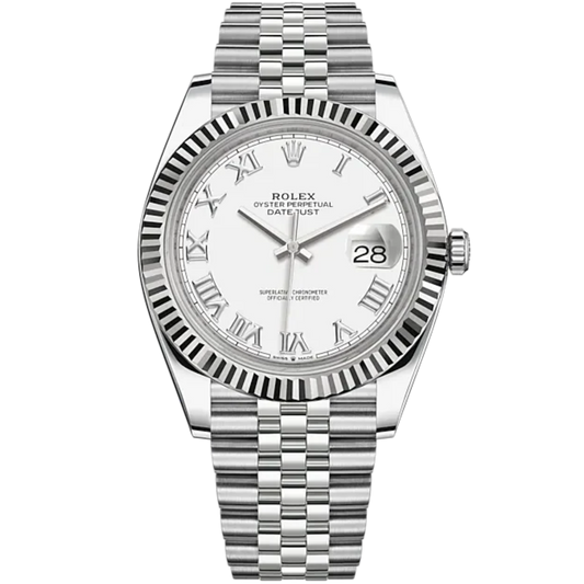 Rolex Datejust Ref. 126334 41MM Stainless Steel White Roman Dial on Jubilee with Fluted Bezel