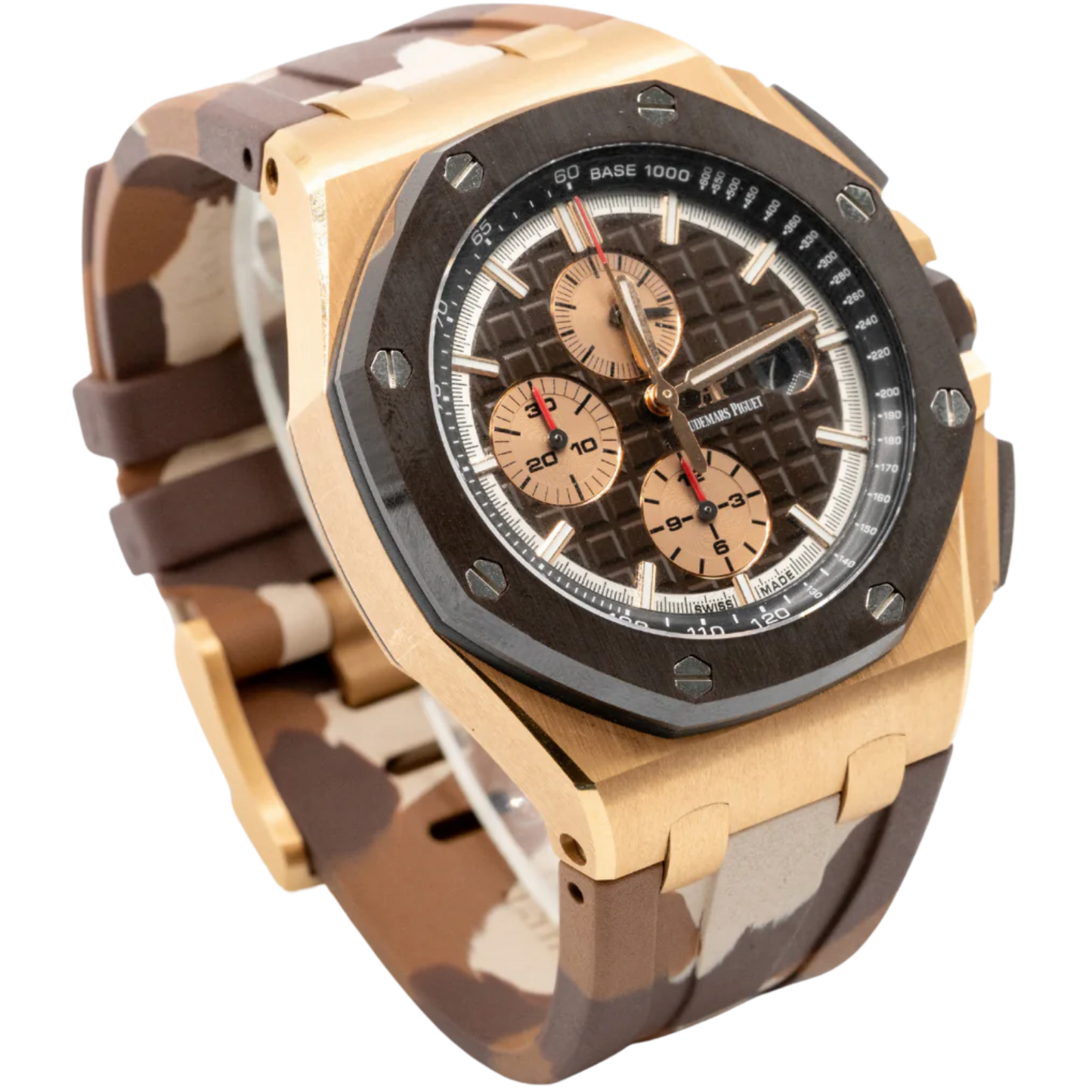 Audemars Piguet 44MM Camo Royal Oak Offshore Ref. 26401RO.OO.A087CA.01 Rose Gold/Ceramic Brown Subdials