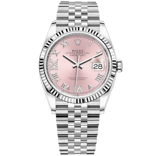 Rolex Datejust Ref. 126234 36mm Jubilee Bracelet White Gold with Pink Dial Fluted Bezel