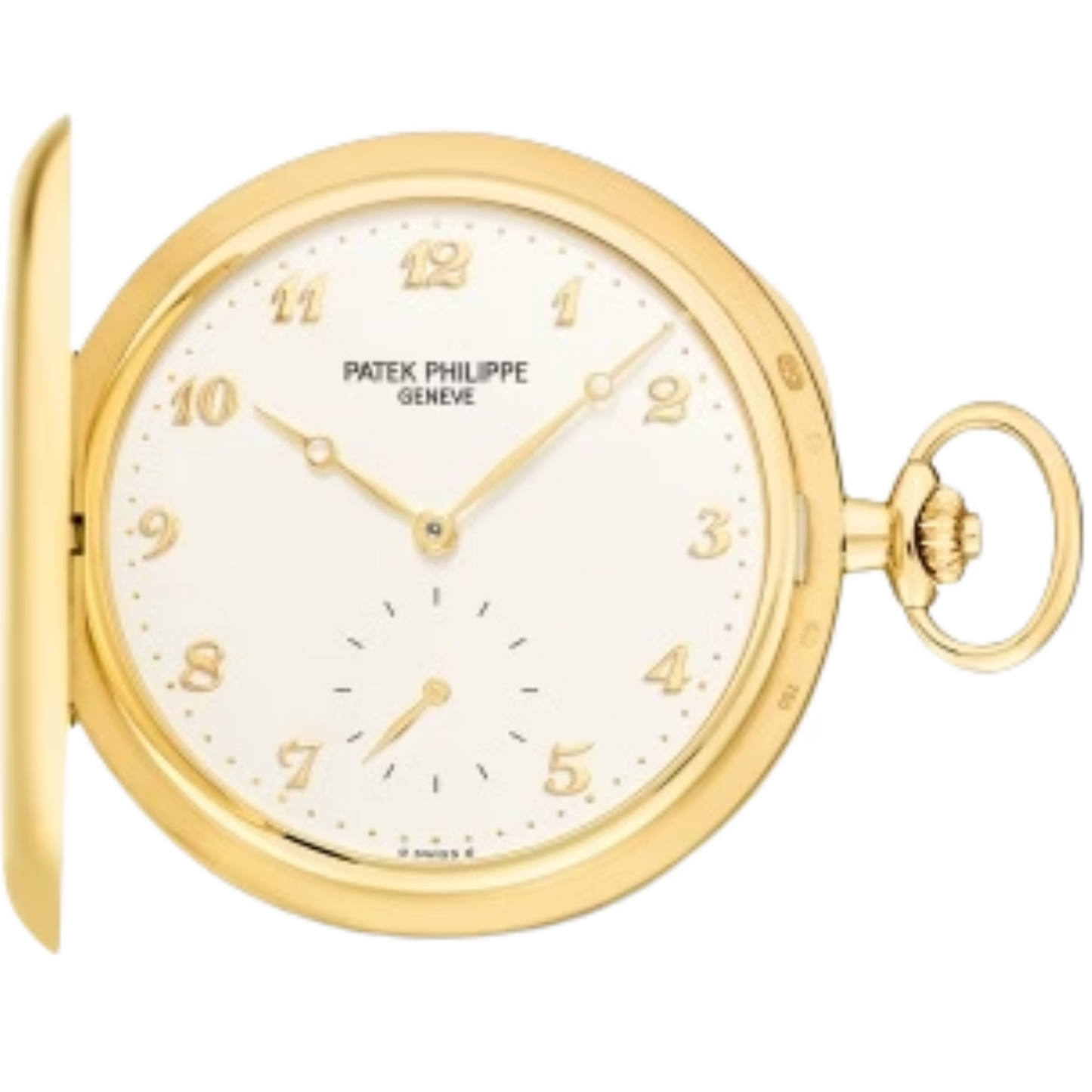 980J-011 Pocket Watches 48mm Silvery Opaline Dial Yellow Gold Bezel