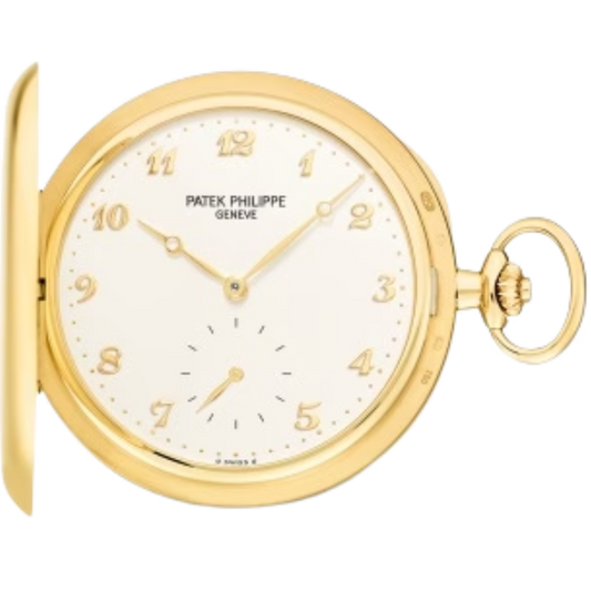980J-011 Pocket Watches 48mm Silvery Opaline Dial Yellow Gold Bezel