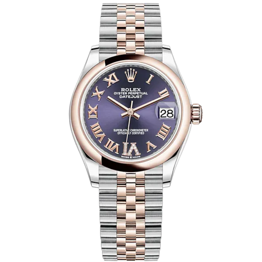Datejust 31 31mm Jubilee Bracelet Oystersteel and Everose Gold with Aubergine Diamond Dial Everose Gold Bezel