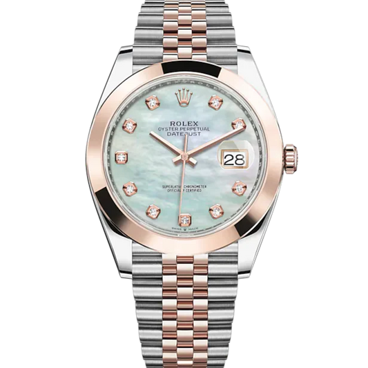 Datejust 41 41mm Jubilee Bracelet Oystersteel and Everose Gold with White Mother-Of-Pearl Diamond-Set Dial Everose Gold Bezel