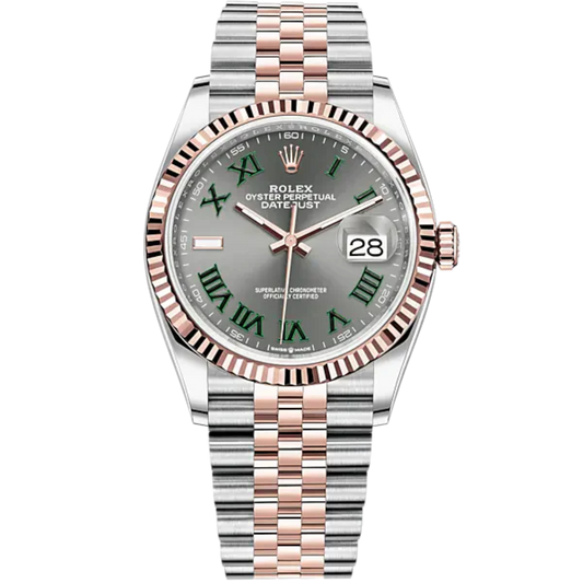 Datejust 36 36mm Oystersteel Jubilee Bracelet and Everose Gold with Slate Dial Fluted Bezel