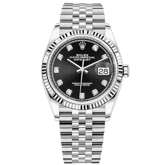 Rolex Datejust 36mm Jubilee Bracelet White Gold Black Diamond-Marker Dial