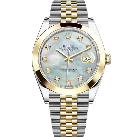 Datejust 41 41mm Jubilee Bracelet Oystersteel and Yellow Gold with White Mother-Of-Pearl Diamond-Set Dial Yellow Gold Bezel