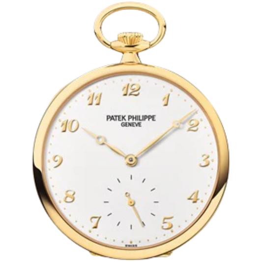 973J-001 Pocket Watches 44mm White Lacquered Dial Yellow Gold Bezel