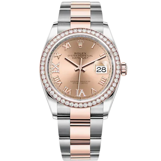 Datejust 36 36mm Oyster Bracelet Oystersteel and Everose Gold with Rose Colour Diamond-Set Dial Diamond-Set Bezel