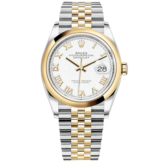 Datejust 36 36mm Oystersteel Jubilee Bracelet and Yellow Gold with White Dial Domed Bezel