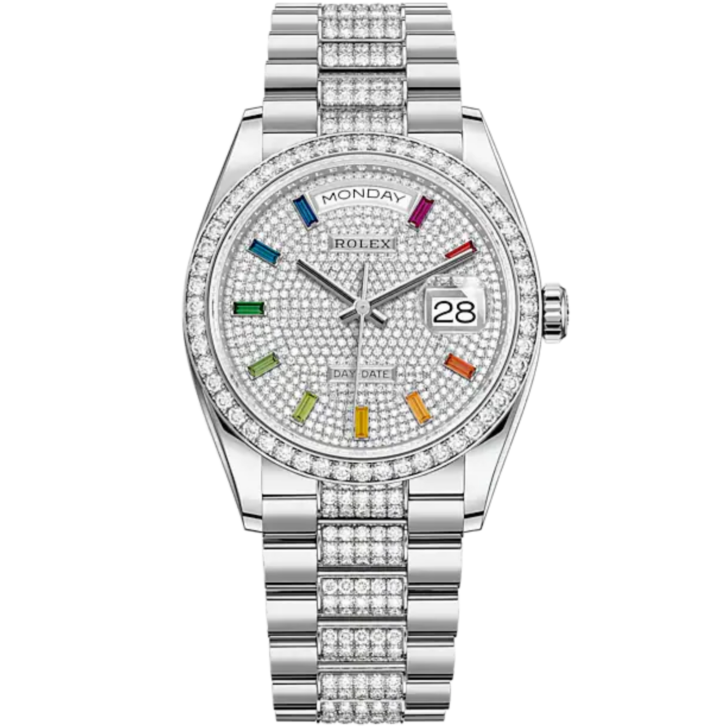 Day-Date 36 36mm President Bracelet and 18 KT White Gold with Diamond-Paved Dial Diamond-Set Bezel