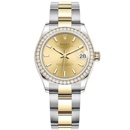 Datejust 31 31mm Oyster Bracelet Oystersteel and Yellow Gold with Champagne-Colour Dial Diamond-Set Bezel