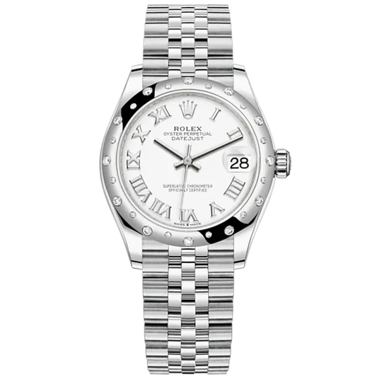 Datejust 31 31mm Jubilee Bracelet Oystersteel and White Gold with White Dial Diamond-Set Bezel