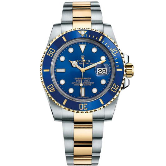 116613LB Two Tone Blue Dial Submariner Yellow Gold Naked