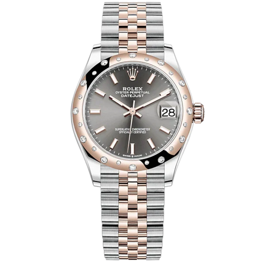 Datejust 31 31mm Jubilee Bracelet Oystersteel and Everose Gold with Slate Dial Diamond-Set Bezel