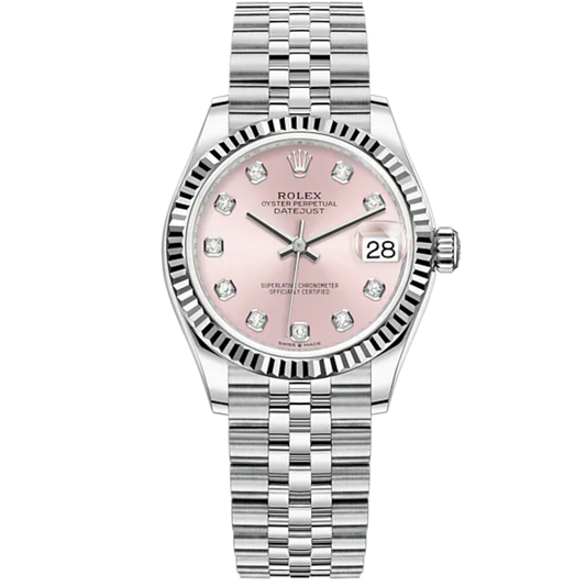 Datejust 31 31mm Jubilee Bracelet Oystersteel and White Gold with Pink Diamond-Set Dial Fluted Bezel