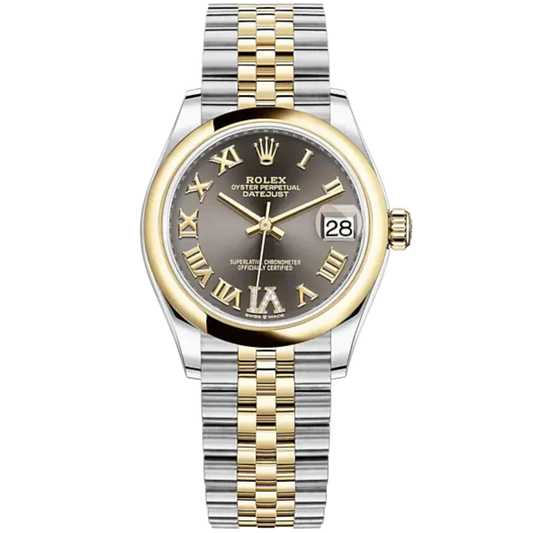 Datejust 31 31mm Jubilee Bracelet Oystersteel and Yellow Gold with Dark Grey Diamond-Set Dial Yellow Gold Bezel