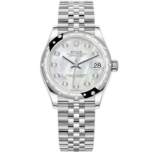 Datejust 31 31mm Jubilee Bracelet Oystersteel and White Gold with White Mother-Of-Pearl Diamond-Set Dial Diamond-Set Bezel