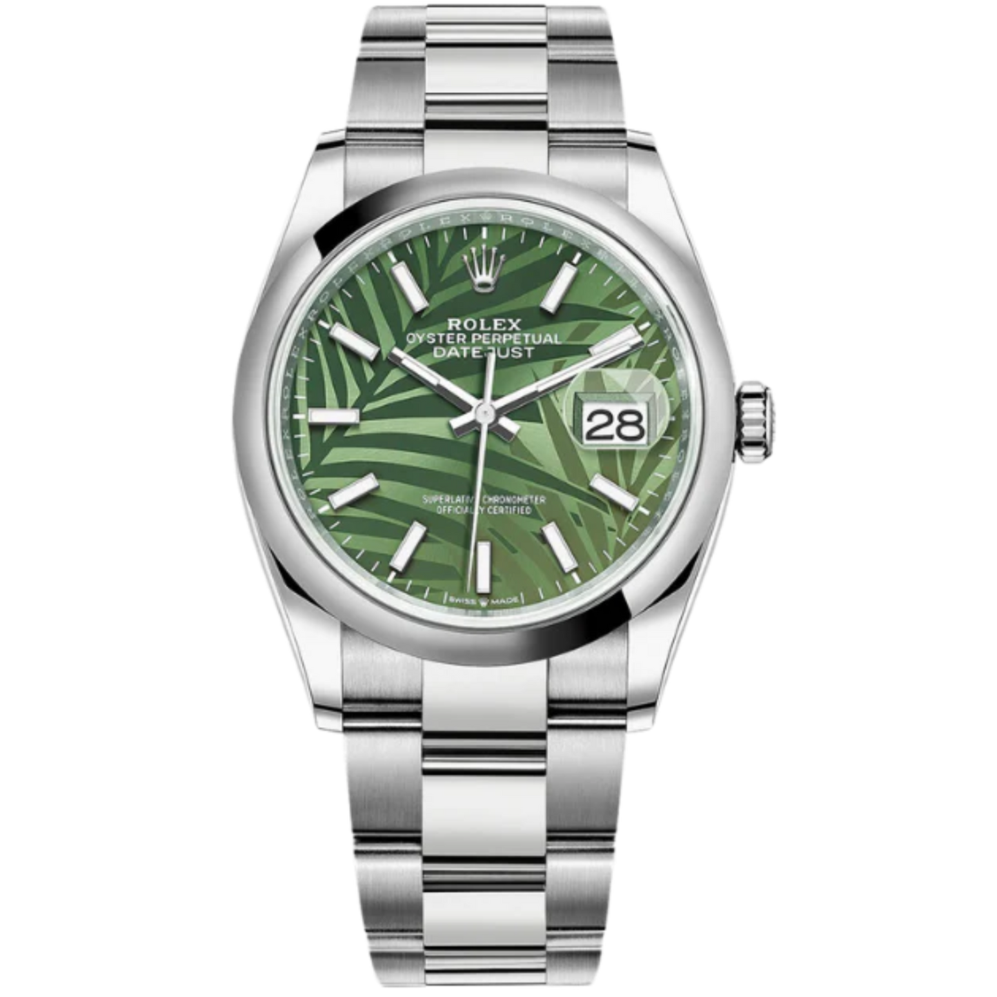 Rolex Datejust Ref. 126200 36MM Stainless Steel Palm Green Dial