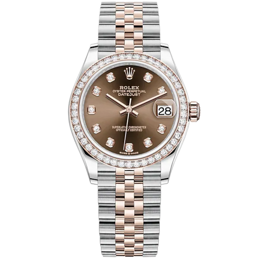 Datejust 31 31mm Jubilee Bracelet Oystersteel and Everose Gold with Chocolate Diamond-Set Dial Diamond-Set Bezel