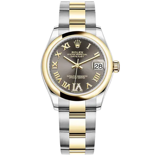 Datejust 31 31mm Oyster Bracelet Oystersteel and Yellow Gold with Dark Grey Diamond Dial Yellow Gold Bezel