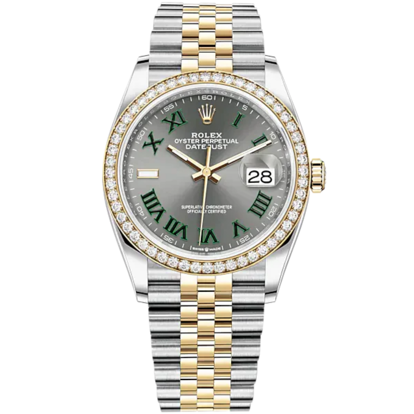 Datejust 36 36mm Oystersteel Jubilee Bracelet and Yellow Gold with Slate Dial Diamond-Set Bezel