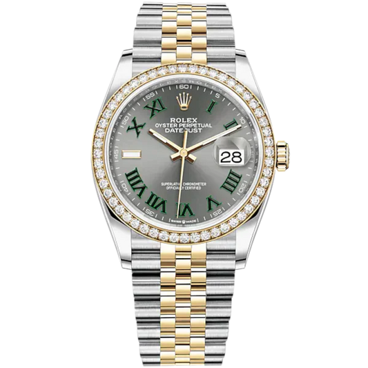 Datejust 36 36mm Oystersteel Jubilee Bracelet and Yellow Gold with Slate Dial Diamond-Set Bezel