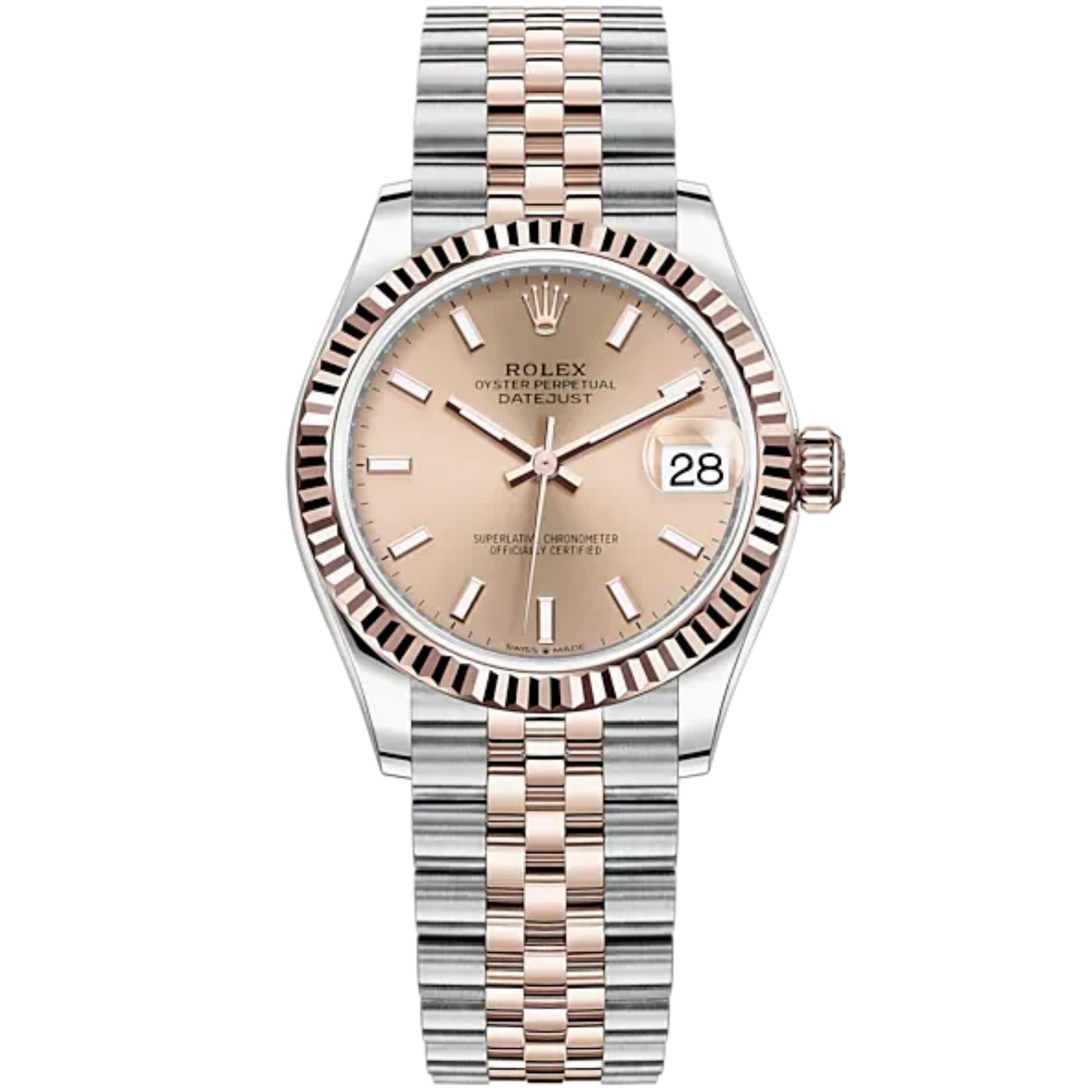 Datejust 31 31mm Jubilee Bracelet Oystersteel and Everose Gold with Rosé-Colour Dial Fluted Bezel