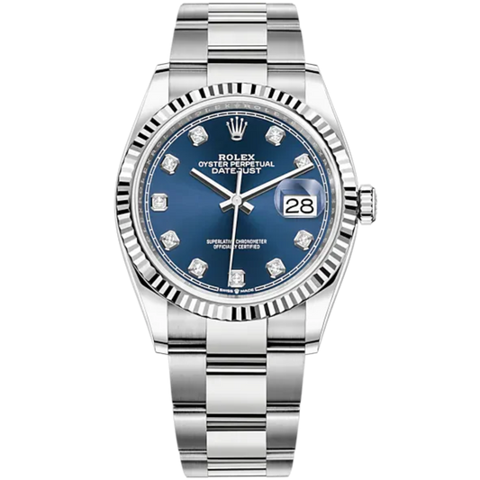 Rolex Datejust Ref. 126234 36mm Oyster Bracelet White Gold with Blue Diamond-Marker Dial