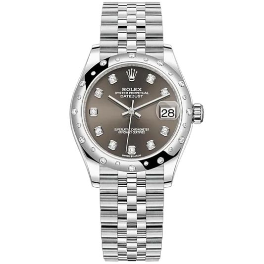 Datejust 31 31mm Jubilee Bracelet Oystersteel and White Gold with Dark Grey Diamond-set Dial Diamond-Set Bezel