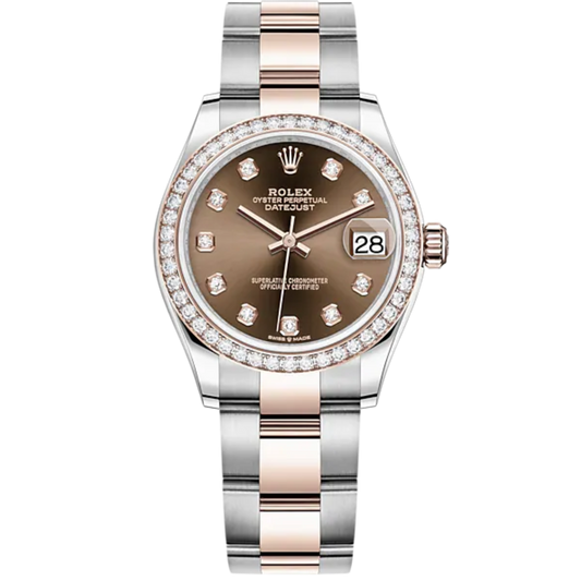 Datejust 31 31mm Oyster Bracelet Oystersteel and Everose Gold with Chocolate Diamond-Set Dial Diamond-Set Bezel
