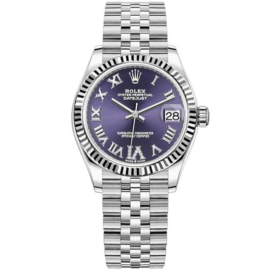 Rolex Datejust Ref. 278274 31mm White Gold with Aubergine Diamond Dial in Jubilee