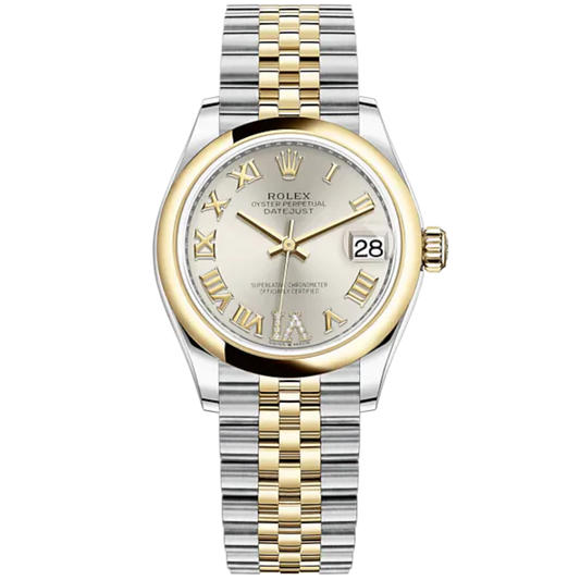 Datejust 31 31mm Jubilee Bracelet Oystersteel and Yellow Gold with Silver Diamond Dial Yellow Gold Bezel
