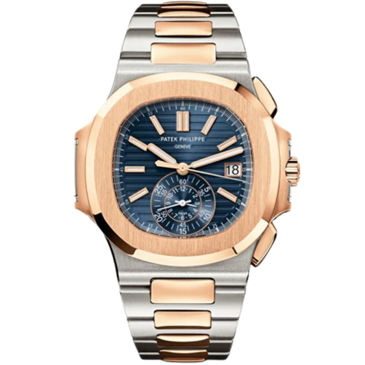 Patek Philippe Nautilus Ref. 5980/1AR 40.5mm Steel Rose Gold Blue Sunburst Embossed Dial