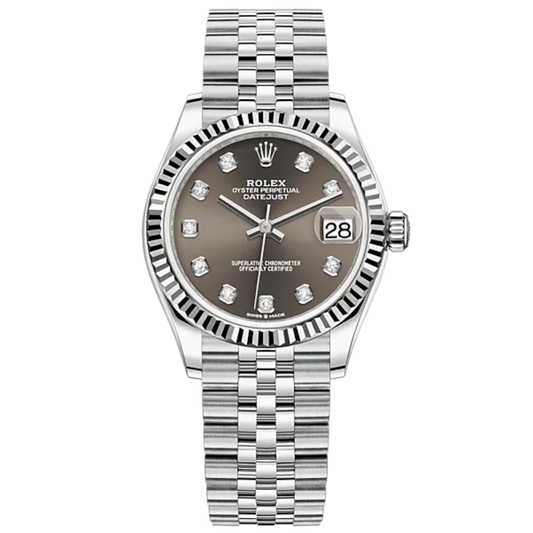 Datejust 31 31mm Jubilee Bracelet Oystersteel and White Gold with Dark Grey Diamond-Set Dial Fluted Bezel