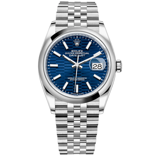 Datejust 36 36mm Oyster Oystersteel Jubilee Bracelet with Bright Blue Fluted-Motif Dial Domed Bezel