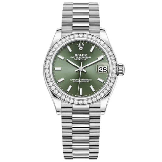 Datejust 31 31mm Oystersteel Oyster and White Gold with Mint Green Dial Diamond-Set Bezel