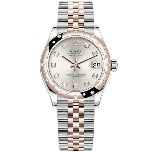 Datejust 31 31mm Jubilee Bracelet Oystersteel and Everose Gold with Silver Diamond-Set Dial Diamond Set Bezel