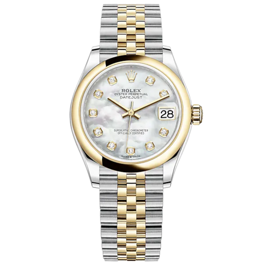Datejust 31 31mm Jubilee Bracelet Oystersteel and Yellow Gold with White Mother-Of-Pearl Diamond-Set Dial Yellow Gold Bezel