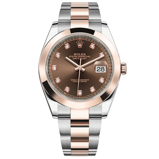 Datejust 41 41mm Oyster Bracelet Oystersteel and Everose Gold with Chocolate Diamond-Set Dial Everose Gold Bezel