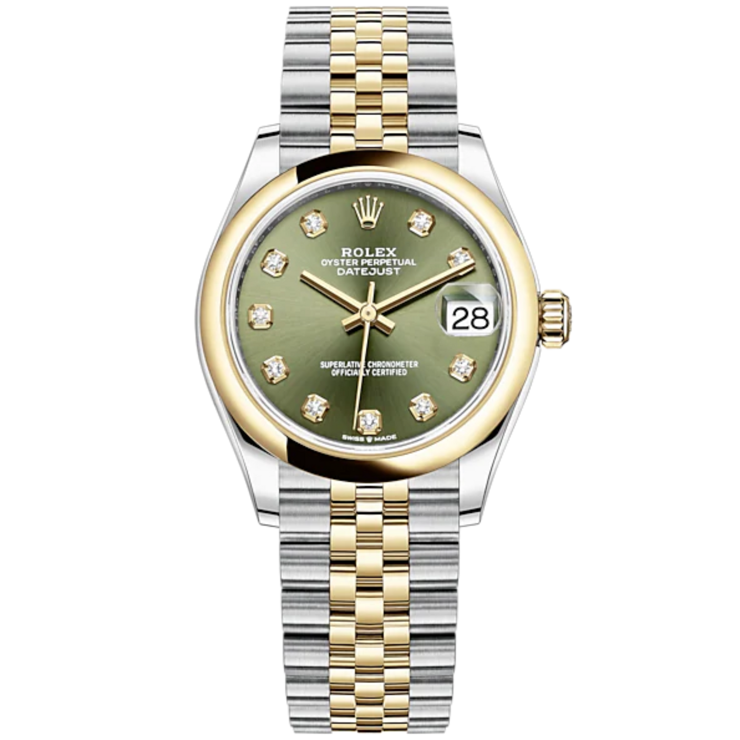 Datejust 31 31mm Jubilee Bracelet Oystersteel and Yellow Gold with Olive-Green Diamond-Set Yellow Gold Bezel