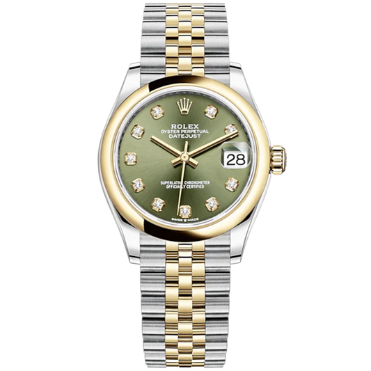 Datejust 31 31mm Jubilee Bracelet Oystersteel and Yellow Gold with Olive-Green Diamond-Set Yellow Gold Bezel