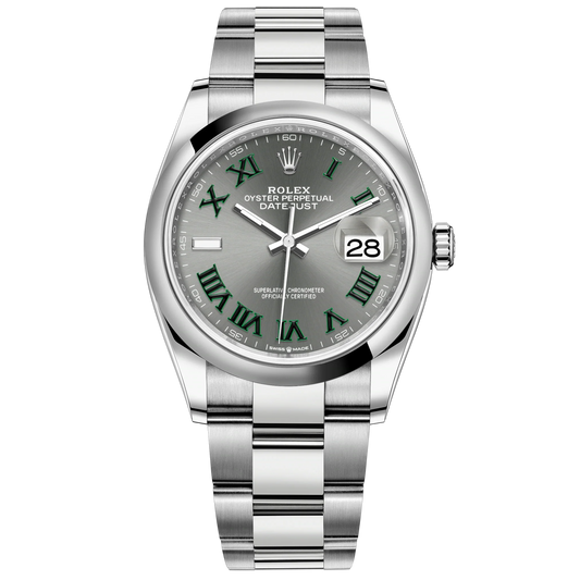 Datejust 36 36mm Oyster Oystersteel Bracelet with Slate Dial Domed Bezel