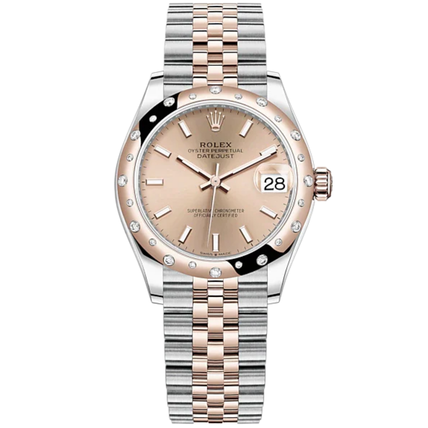 Datejust 31 31mm Jubilee Bracelet Oystersteel and Everose Gold with Rosé-Colour Dial Diamond-Set Bezel